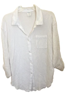 Kona Sol Top Damen Größe Medium weiß gewebte Gaze Knopfleiste weich bequem - Bild 1 von 5