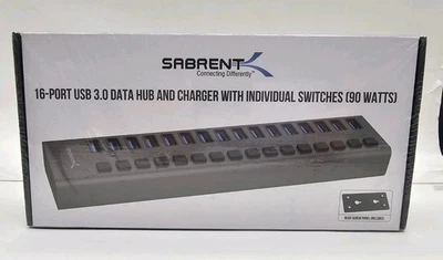 Sabrent 16-Port USB 3.0 Data HUB & Charger w/ Individual Switches - SEALED - Image 1 of 4