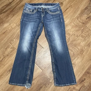 Vigoss The Dublin Bootcut Faded Blue Denim Jeans Women Size 18X31 Bling Stretch - Picture 1 of 12