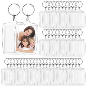 100 Pieces Acrylic Photo Keychain Bulk, Clear Keychain Photo Holder, Blank Ph... - Picture 1 of 4