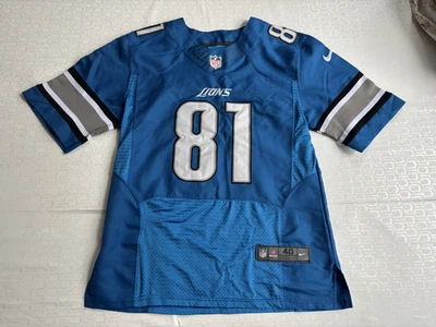 Calvin Johnson Detroit Lions On Field Nike Jersey Men Size 40 Medium Blue - Image 1 of 4