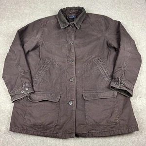 Lands' End Barn Mantel Jacke Damen 1X braun Cordkragen gesteppt gefüttert Chore - Bild 1 von 17