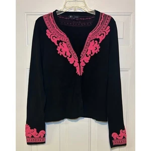 INC International Concepts schwarz rosa bestickte Strickjacke Pullover XL - Bild 1 von 10