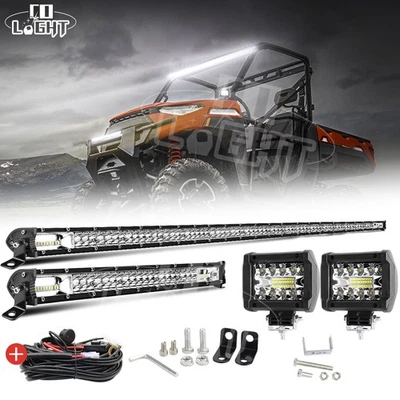 52" LED Light Bar +22" Bumper +4'' PODS+Wiring Fit Polaris Ranger XP 900 1000 - Image 1 of 4