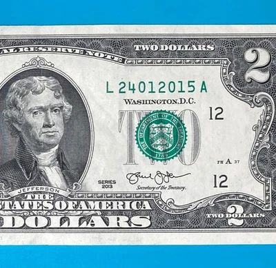 24 January 2015 (L 24012015 A) BIRTHDAY Note $2 Two Dollar Bill - Image 1 of 4