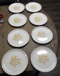 Set 8 Vintage Homer Laughlin Goldener Weizen 22k Goldrand 7" Brot & Butter Teller - Bild 1 von 10
