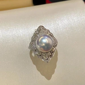 & SET PERFECT SOUTH SEA WHITE PEARL RING SIZE5-8 &  - Picture 1 of 2