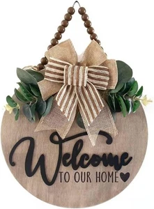 3D Welcome Sign for Front Door | Home/Farmhouse Porch Dia:12in, Oak_Nature - Picture 1 of 8