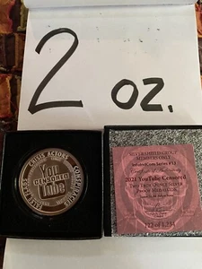 SILVER SHIELD 2021 2oz YouTube Censored. This Is the 2 Oz. Proof!!! No Reserve!! - Picture 1 of 3