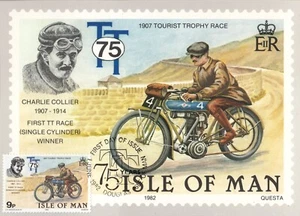 Charlie Collier Biker Winner TT Matchless Isle Of Man 1907 Maxi Card FDC 1982 - Picture 1 of 1