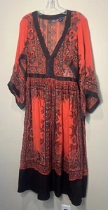 Maxi Vestido Phool Fashions Cuentas NARANJA/NEGRO Estilo Kimono Cuello en V Boho - Imagen 1 de 13
