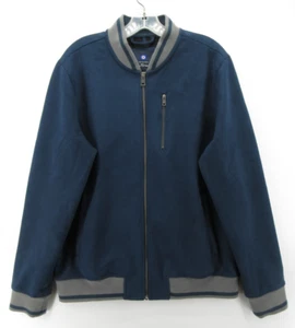 Ben Sherman Jacket Men Medium Blue Faux Suede Original Bomber Varsity Full Zip - Picture 1 of 12