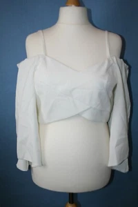 BNWOT SIZE 16 TOPSHOP CREAM CROP TOP WITH FLARED SLEEVES - Picture 1 of 4