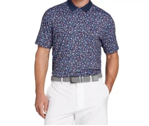 NEW Walter Hagen Perfect 11 Mens Liberty Navy Floral Golf Shirt Size L F117 - Picture 1 of 3