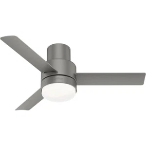 44" Matte Silver Remote LED Ceiling Fan Painted Cased White Glass Bowl Light - Picture 1 of 8