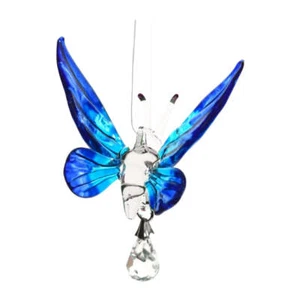 Handgefertigter Fantasy Glas Schmetterling Saphir hängender Sonnenfänger - Bild 1 von 1