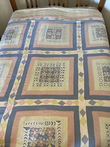 Vintage Anokhi Quilt Indian Handmade & Quilted Bedspread Appliqué 90 X 108” EUC - Picture 1 of 22