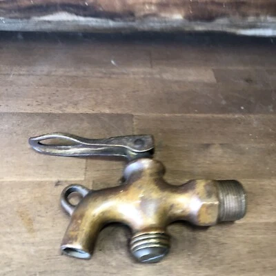 Vintage Locking Brass Spigot ValveFaucet Steampunk-Nat. Brass - Image 1 of 4