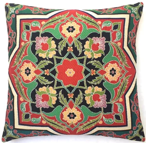 Kissen Suzanne Embroidery Optik Grün Rot Dekokissen Pillow Cushion Almohad a - Bild 1 von 6