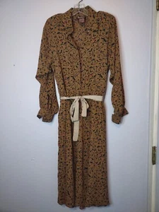 Raoul Petites Women's Long Sleeve Flared Dress Multicolor Collared Size 14 - Picture 1 of 10