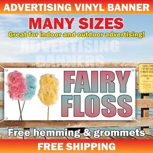 FAIRY FLOSS Advertising Banner Vinyl Mesh Sign Cotton Candy Sweets Popcorn Park - Picture 1 of 5