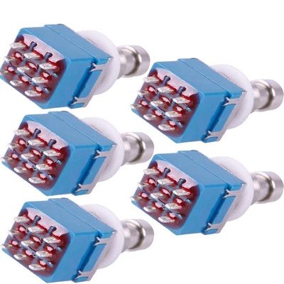 5 x 3PDT 9-Pin Gitarreneffekte Stomp Schalter Pedal Box Fuß Metall True Bypass - Bild 1 von 4