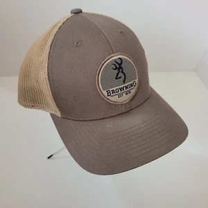 Browning Buckmark Logo Mesh Back Flex Fit Baseball Cap Brown Tan - Picture 1 of 7