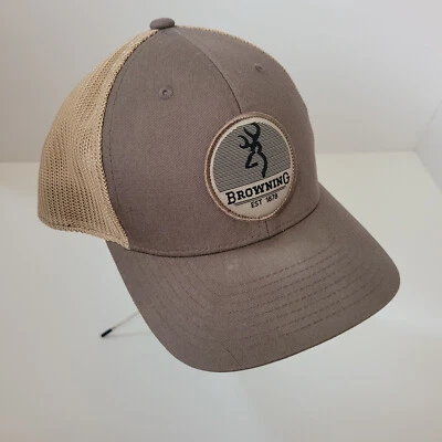 Browning Buckmark Logo Mesh Back Flex Fit Baseball Cap Brown Tan - Image 1 of 4