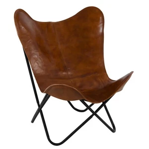 Vintage Leder Butterfly Stuhl Lounge Sessel Schmetterlingsstuhl Ledersessel 87cm - Bild 1 von 8