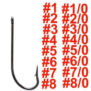 Bulk 100 pcs Long Shank O'shaughnessy High Carbon Steel Jig Fishing Hooks - Picture 1 of 14