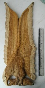 Hand Carved Teak Wood Fishing Eagle Wall Ornament 22 X 8 inches - Picture 1 of 3