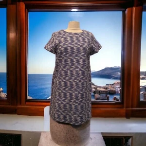 Ann Taylor LOFT Dress Women's Petite Size 8 Blue Sheath Straight Short Sleeve - Picture 1 of 8