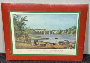 Arte mate vintage Currier & Ives “The High Bridge @ Harlem, NY” - Imagen 1 de 2