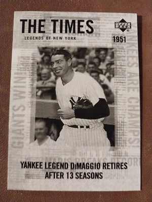 2001 JOE DIMAGGIO UPPER DECK LEGENDS OF NEW YORK BASEBALL CARD #183 YANKEES NY  - Image 1 of 2