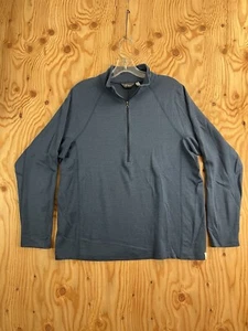 Ibex 1/2 Zip Sweater Mens Large Merino Wool Blend Blue Long Sleeve Pullover 1/4 - Picture 1 of 10
