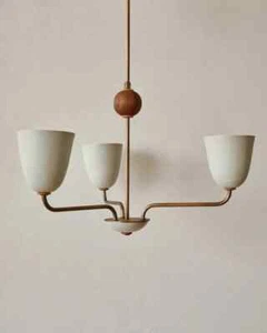 Lola Chandelier, handmade 3 light Walnut ball Large Ceiling décor fixture - Picture 1 of 10