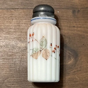 MT. WASHINGTON ART GLASS RARE RIBBED PILLAR SHAKER PINK WHITE late 1800s - Picture 1 of 7