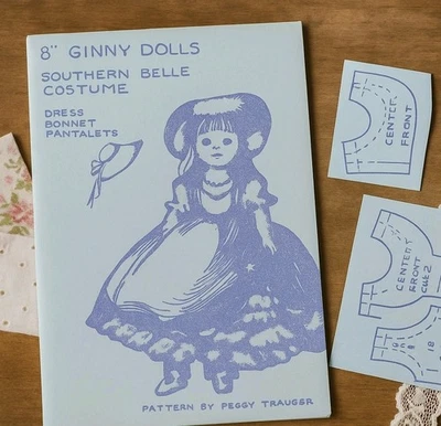 Vtg 8" Ginny Doll Southern Belle Costume Dress Sewing Pattern Peggy Trauger - Image 1 of 3