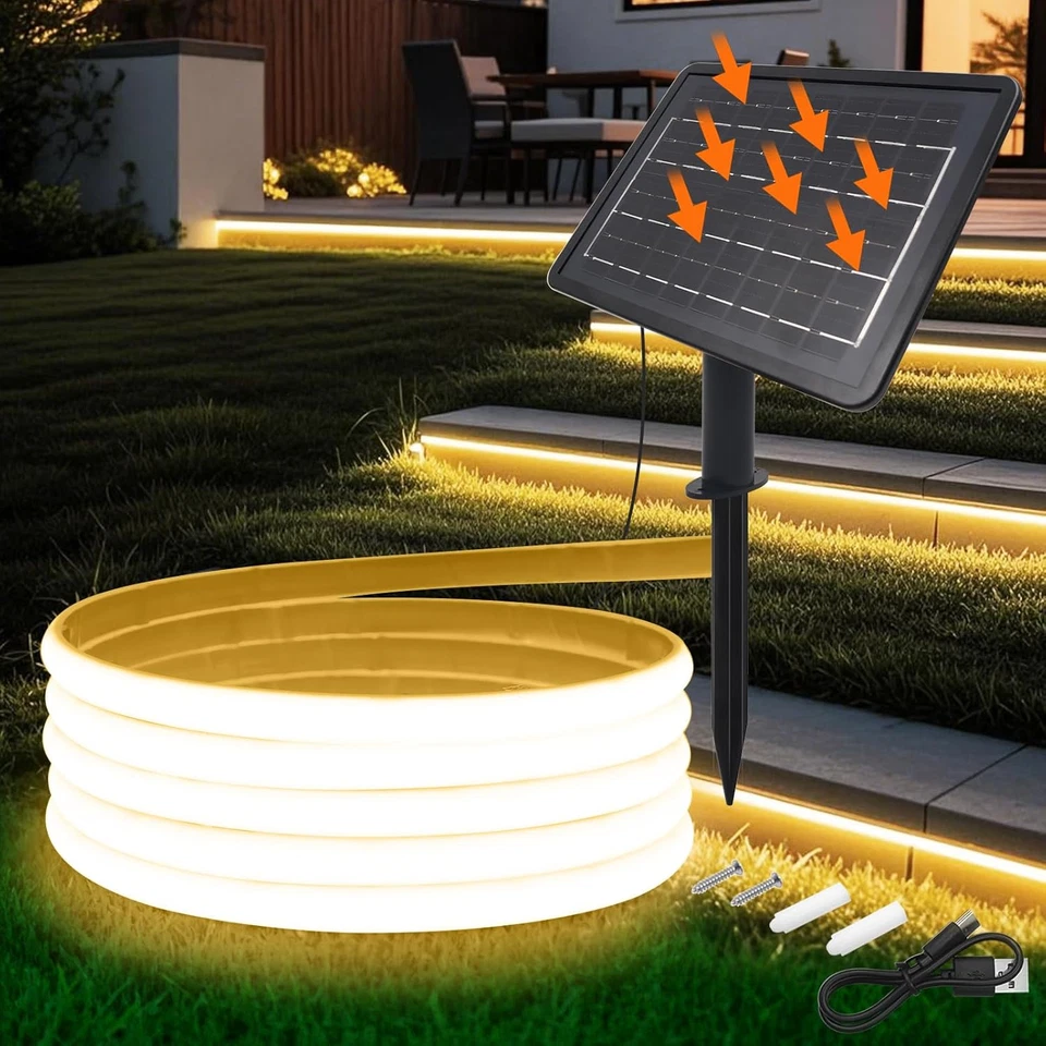 24V Solar Neon Light Outdoor LED Strips, IP68 Impermeabile 320 Leds/M Strisce LE - Immagine 1 di 4