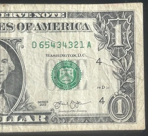 (DOPPELLEITER!) 1 $ doppelte 4-stellige Leiter ausgefallene Seriennummer D65434321A - Bild 1 von 3