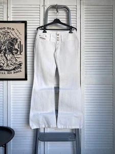 Vintage Diesel Linen Pants White Low Waist Flared Y2K Women’s Size 27 - Picture 1 of 23