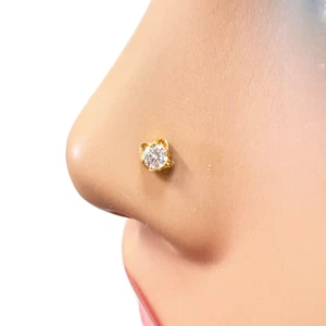 Perno/alfiler para nariz de oro amarillo de 22 quilates, tragus, hélice o segundo lóbulo de 3,0 mm de ancho - Imagen 1 de 8
