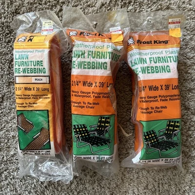 3 Vintage New Packages - Frost King Lawn Furniture Re-Webbing PEACH 2.25" X 39' - Image 1 of 4
