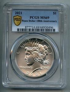 2021 Peace Silver Dollar PCGS MS 69 - Picture 1 of 4
