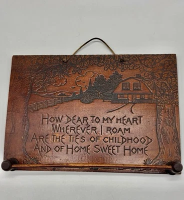 Antique Arts & Crafts Wooden Poem Tea Towel Holder Primitive - Image 1 of 4