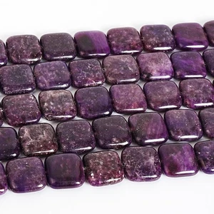 Perline pietre preziose quadrate lepidolite viola liscio AAA 15X15X5MM filo pieno 15" - Foto 1 di 3