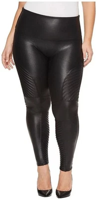 Leggings SPANX Imitación Cuero Moto Gunmetal Negro Mujer Talla 2X Festival Gótico Foto 1 de 4