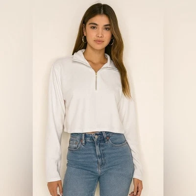 Sudadera corta de felpa blanca Stony Clover Lane XS Foto 1 de 4