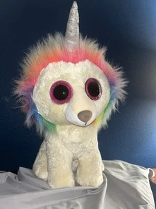 Ty Beanie Boos LAYLA JUMBO/LARGE 18" Rainbow Mane Unicorn Lion Exclusive NEW - Picture 1 of 10