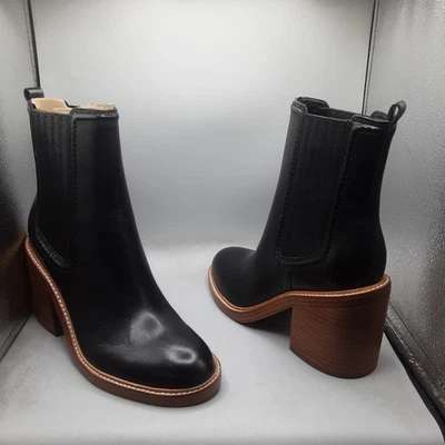 Marc Fisher LTD Leather Heeled Ankle Boots - Halida Women's 9M Black E43 - Image 1 of 4